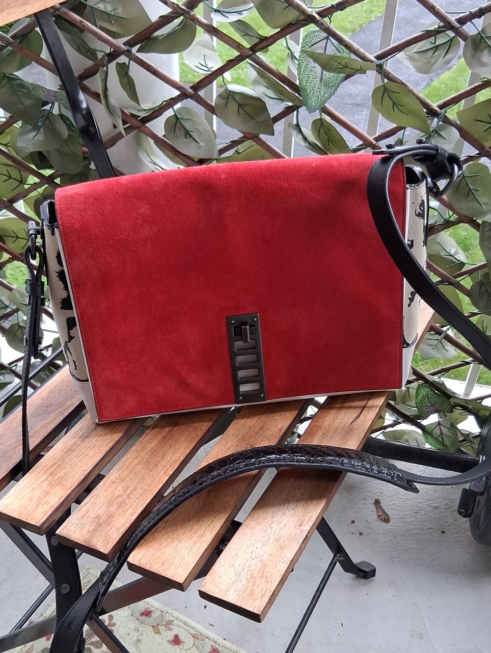 Proenza Schouler Red Suede Crossbody with Black Trim
